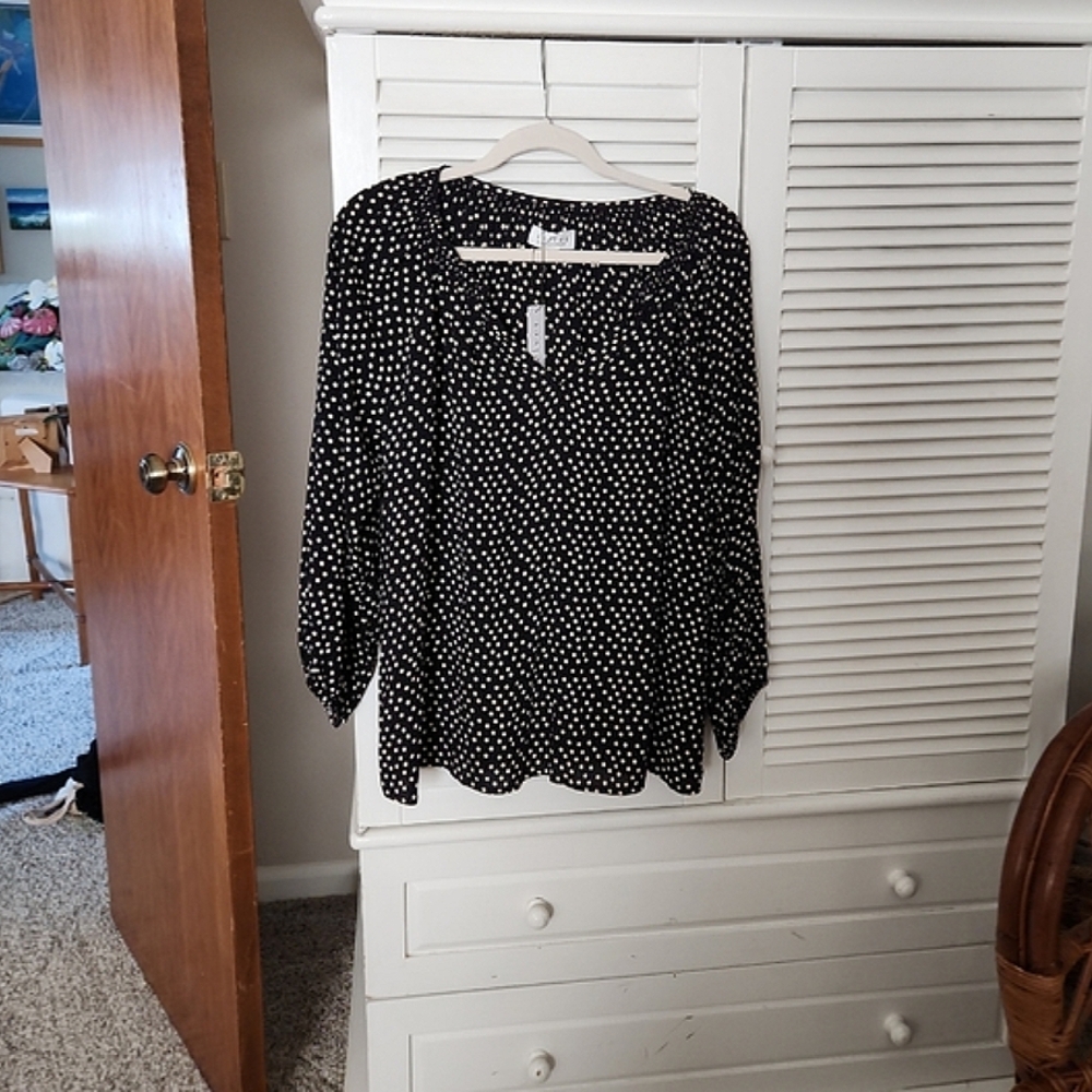 Velvet by Graham & Spencer Black and White Polka Dot Blouse